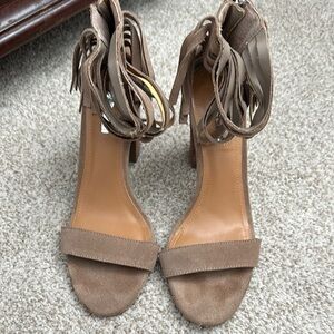 Taupe Fringe Heels